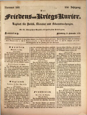 Der Friedens- u. Kriegs-Kurier (Nürnberger Friedens- und Kriegs-Kurier) Sonntag 23. November 1828