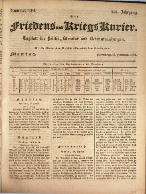 Der Friedens- u. Kriegs-Kurier (Nürnberger Friedens- und Kriegs-Kurier) Montag 24. November 1828