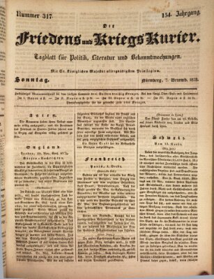 Der Friedens- u. Kriegs-Kurier (Nürnberger Friedens- und Kriegs-Kurier) Sonntag 7. Dezember 1828