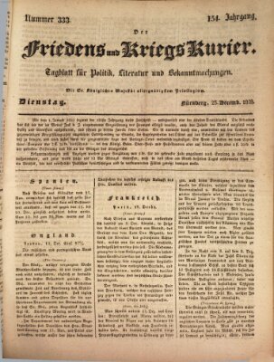 Der Friedens- u. Kriegs-Kurier (Nürnberger Friedens- und Kriegs-Kurier) Dienstag 23. Dezember 1828