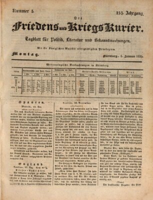 Der Friedens- u. Kriegs-Kurier (Nürnberger Friedens- und Kriegs-Kurier) Montag 5. Januar 1829