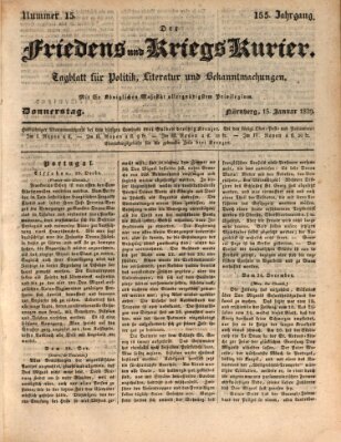 Der Friedens- u. Kriegs-Kurier (Nürnberger Friedens- und Kriegs-Kurier) Donnerstag 15. Januar 1829