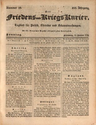 Der Friedens- u. Kriegs-Kurier (Nürnberger Friedens- und Kriegs-Kurier) Sonntag 18. Januar 1829