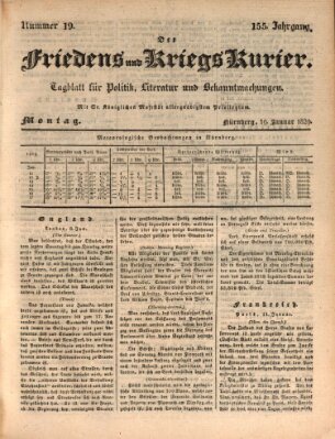 Der Friedens- u. Kriegs-Kurier (Nürnberger Friedens- und Kriegs-Kurier) Montag 19. Januar 1829