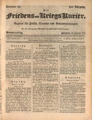 Der Friedens- u. Kriegs-Kurier (Nürnberger Friedens- und Kriegs-Kurier) Donnerstag 22. Januar 1829