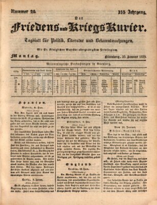 Der Friedens- u. Kriegs-Kurier (Nürnberger Friedens- und Kriegs-Kurier) Montag 26. Januar 1829