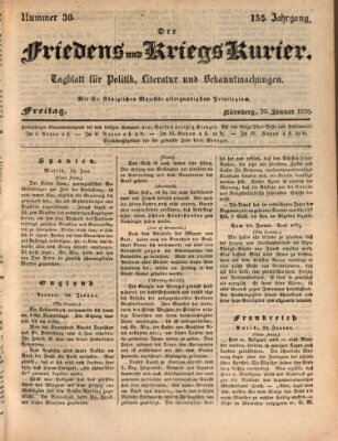 Der Friedens- u. Kriegs-Kurier (Nürnberger Friedens- und Kriegs-Kurier) Freitag 30. Januar 1829