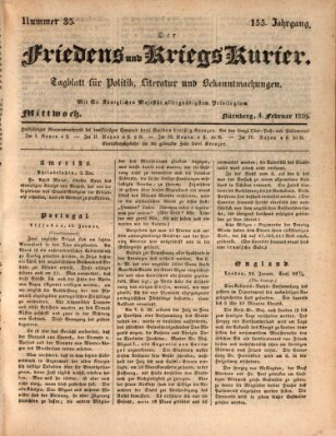 Der Friedens- u. Kriegs-Kurier (Nürnberger Friedens- und Kriegs-Kurier) Mittwoch 4. Februar 1829