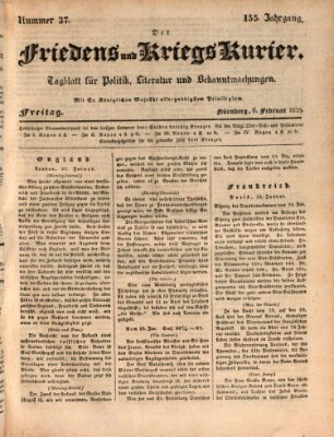 Der Friedens- u. Kriegs-Kurier (Nürnberger Friedens- und Kriegs-Kurier) Freitag 6. Februar 1829