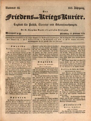 Der Friedens- u. Kriegs-Kurier (Nürnberger Friedens- und Kriegs-Kurier) Dienstag 24. Februar 1829