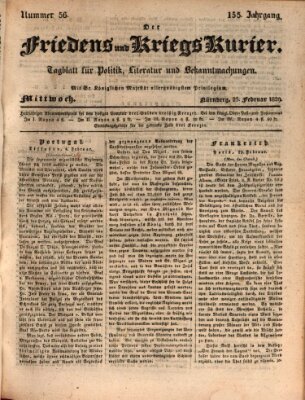 Der Friedens- u. Kriegs-Kurier (Nürnberger Friedens- und Kriegs-Kurier) Mittwoch 25. Februar 1829