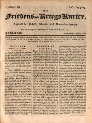 Der Friedens- u. Kriegs-Kurier (Nürnberger Friedens- und Kriegs-Kurier) Samstag 7. März 1829