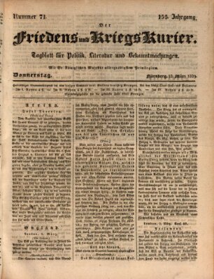 Der Friedens- u. Kriegs-Kurier (Nürnberger Friedens- und Kriegs-Kurier) Donnerstag 12. März 1829