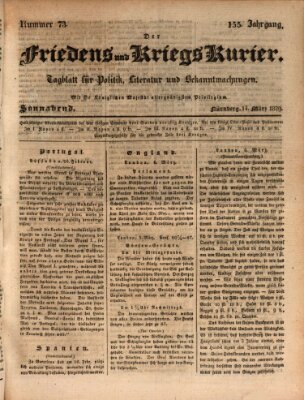 Der Friedens- u. Kriegs-Kurier (Nürnberger Friedens- und Kriegs-Kurier) Samstag 14. März 1829