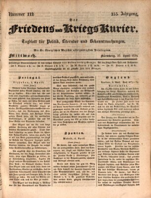 Der Friedens- u. Kriegs-Kurier (Nürnberger Friedens- und Kriegs-Kurier) Mittwoch 22. April 1829