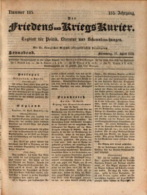 Der Friedens- u. Kriegs-Kurier (Nürnberger Friedens- und Kriegs-Kurier) Samstag 25. April 1829