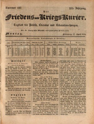 Der Friedens- u. Kriegs-Kurier (Nürnberger Friedens- und Kriegs-Kurier) Montag 27. April 1829