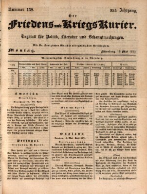 Der Friedens- u. Kriegs-Kurier (Nürnberger Friedens- und Kriegs-Kurier) Montag 18. Mai 1829