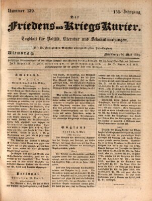 Der Friedens- u. Kriegs-Kurier (Nürnberger Friedens- und Kriegs-Kurier) Dienstag 19. Mai 1829