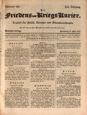 Der Friedens- u. Kriegs-Kurier (Nürnberger Friedens- und Kriegs-Kurier) Donnerstag 21. Mai 1829