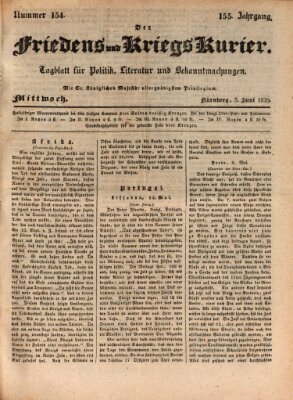 Der Friedens- u. Kriegs-Kurier (Nürnberger Friedens- und Kriegs-Kurier) Mittwoch 3. Juni 1829