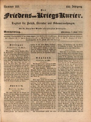 Der Friedens- u. Kriegs-Kurier (Nürnberger Friedens- und Kriegs-Kurier) Donnerstag 4. Juni 1829