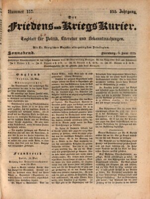 Der Friedens- u. Kriegs-Kurier (Nürnberger Friedens- und Kriegs-Kurier) Samstag 6. Juni 1829