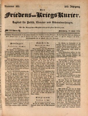 Der Friedens- u. Kriegs-Kurier (Nürnberger Friedens- und Kriegs-Kurier) Mittwoch 10. Juni 1829