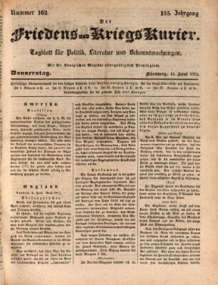 Der Friedens- u. Kriegs-Kurier (Nürnberger Friedens- und Kriegs-Kurier) Donnerstag 11. Juni 1829