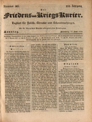 Der Friedens- u. Kriegs-Kurier (Nürnberger Friedens- und Kriegs-Kurier) Sonntag 14. Juni 1829