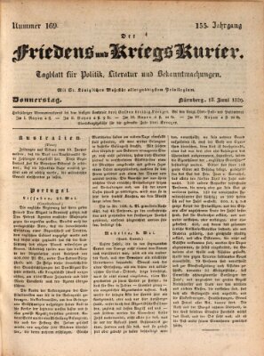 Der Friedens- u. Kriegs-Kurier (Nürnberger Friedens- und Kriegs-Kurier) Donnerstag 18. Juni 1829