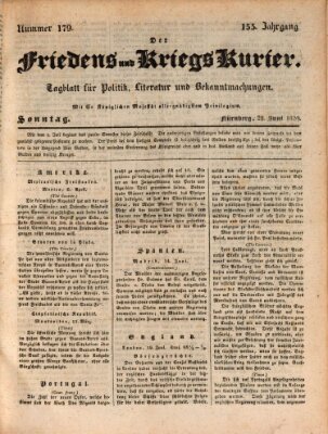 Der Friedens- u. Kriegs-Kurier (Nürnberger Friedens- und Kriegs-Kurier) Sonntag 28. Juni 1829