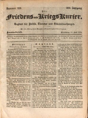 Der Friedens- u. Kriegs-Kurier (Nürnberger Friedens- und Kriegs-Kurier) Samstag 11. Juli 1829