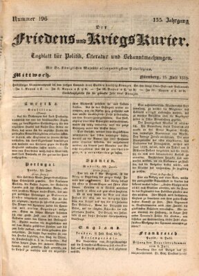 Der Friedens- u. Kriegs-Kurier (Nürnberger Friedens- und Kriegs-Kurier) Mittwoch 15. Juli 1829