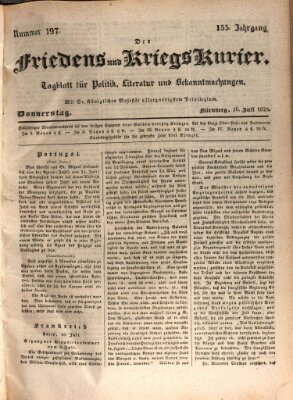 Der Friedens- u. Kriegs-Kurier (Nürnberger Friedens- und Kriegs-Kurier) Donnerstag 16. Juli 1829