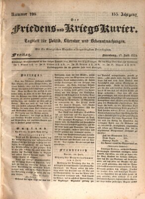 Der Friedens- u. Kriegs-Kurier (Nürnberger Friedens- und Kriegs-Kurier) Freitag 17. Juli 1829