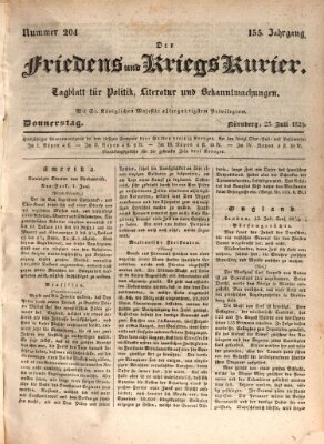 Der Friedens- u. Kriegs-Kurier (Nürnberger Friedens- und Kriegs-Kurier) Donnerstag 23. Juli 1829