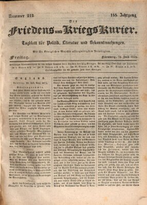 Der Friedens- u. Kriegs-Kurier (Nürnberger Friedens- und Kriegs-Kurier) Freitag 31. Juli 1829