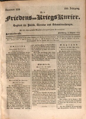 Der Friedens- u. Kriegs-Kurier (Nürnberger Friedens- und Kriegs-Kurier) Samstag 8. August 1829