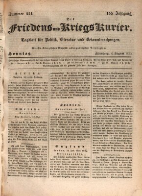 Der Friedens- u. Kriegs-Kurier (Nürnberger Friedens- und Kriegs-Kurier) Sonntag 9. August 1829