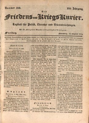 Der Friedens- u. Kriegs-Kurier (Nürnberger Friedens- und Kriegs-Kurier) Freitag 14. August 1829