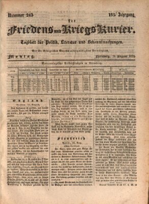 Der Friedens- u. Kriegs-Kurier (Nürnberger Friedens- und Kriegs-Kurier) Montag 31. August 1829