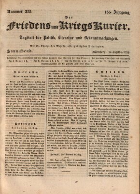 Der Friedens- u. Kriegs-Kurier (Nürnberger Friedens- und Kriegs-Kurier) Samstag 12. September 1829