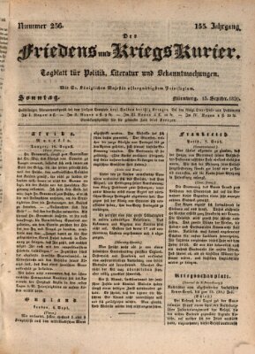 Der Friedens- u. Kriegs-Kurier (Nürnberger Friedens- und Kriegs-Kurier) Sonntag 13. September 1829