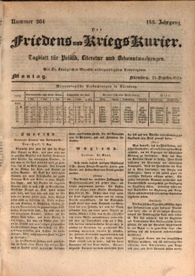 Der Friedens- u. Kriegs-Kurier (Nürnberger Friedens- und Kriegs-Kurier) Montag 21. September 1829