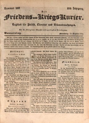 Der Friedens- u. Kriegs-Kurier (Nürnberger Friedens- und Kriegs-Kurier) Donnerstag 24. September 1829