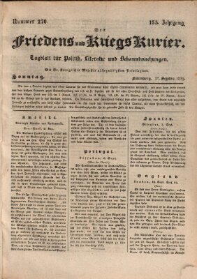 Der Friedens- u. Kriegs-Kurier (Nürnberger Friedens- und Kriegs-Kurier) Sonntag 27. September 1829