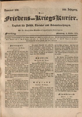 Der Friedens- u. Kriegs-Kurier (Nürnberger Friedens- und Kriegs-Kurier) Freitag 9. Oktober 1829