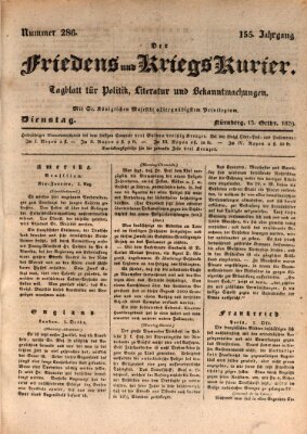 Der Friedens- u. Kriegs-Kurier (Nürnberger Friedens- und Kriegs-Kurier) Dienstag 13. Oktober 1829