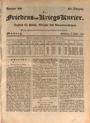 Der Friedens- u. Kriegs-Kurier (Nürnberger Friedens- und Kriegs-Kurier) Montag 26. Oktober 1829